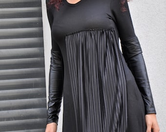 Tunique femme, Tunique noire, Tunique d'été, Tunique gothique, Vêtements grande taille, Tunique asymétrique, Tunique en jersey, Vêtements d'été, Tunique longue