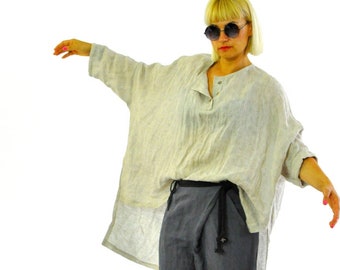 Linen Tunic Shirt, Beige Linen Shirt, Linen Clothing, Plus Size Linen Tunic, Oversize Shirt, Casual Linen Tunic, Loose Linen Tunic, Gabyga