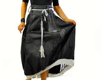 Black Skirt, Long Skirt, Winter Skirt, Taffeta Skirt, Maxi Skirt, Casual Skirt, Extravagant Skirt, Loose Skirt, Cotton Skirt, Plus Size