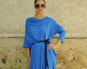 Indigo Blue Caftan, Plus Size Kaftan Dress, Long Maxi Kaftan, Plus Size Clothing, Maxi Dress With Sleeves, Indigo Blue Dress, Asymmetrical
