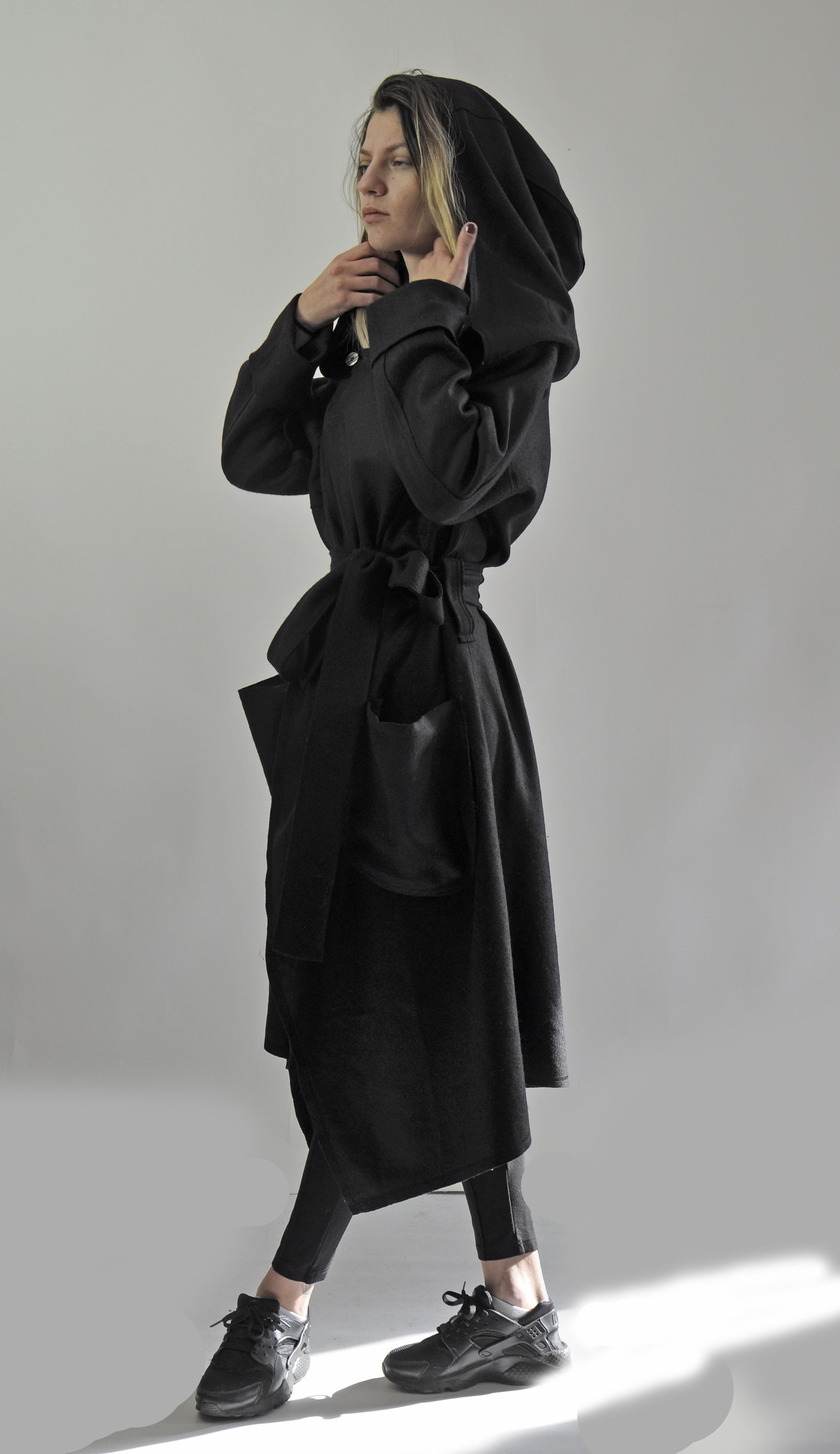 Hooded Wool Coat, Winter Coat, Hooded Cloak, Merino Wool