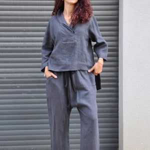 Harem Pants Linen Pants Wide Leg Pants Drop Crotch Pants - Etsy