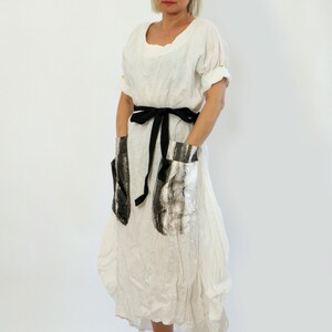 White Linen Dress, White Midi Dress, White Summer Dress, Linen Clothing, Plus Size Linen Dress, Japanese Clothing, White Beach Dress