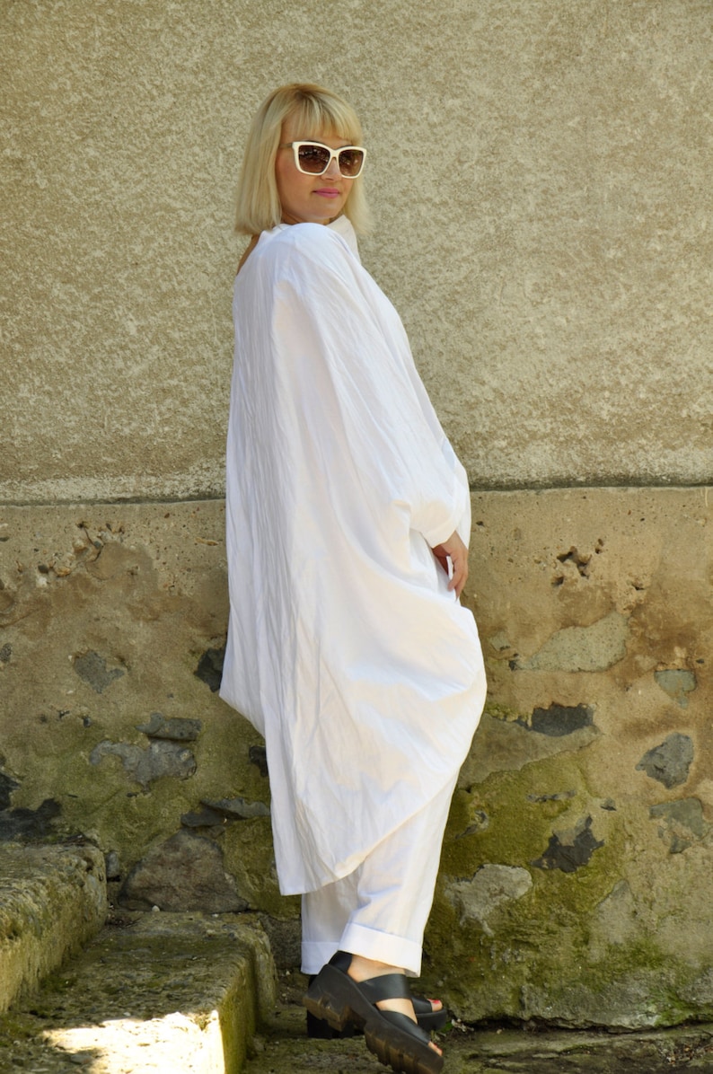 Linen Tunic and Pants Set White Linen Outfit for Women Linen Etsy