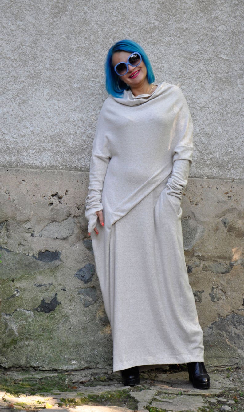 Wool Dress, Wool Dress, Sweater Dress, Winter Dress, Plus Size Clothing, Wool Maxi Dress, White Wool Dress, Winter Maxi Dress, Outerwear image 2