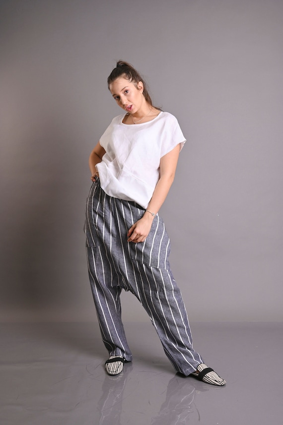 Gray Harem Pants, Linen Clothes For Women