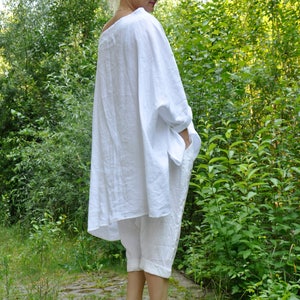 White Tunic, Linen Clothing Women, Plus Size Linen Clothing, Linen Tunic Top, Minimalist Tunic, White Summer Tunic, Maxi Tunic,Gabygaclothes image 3