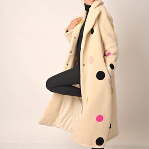 White Handmade Coat, Warm Women Long Overcoat, Designer Clothes