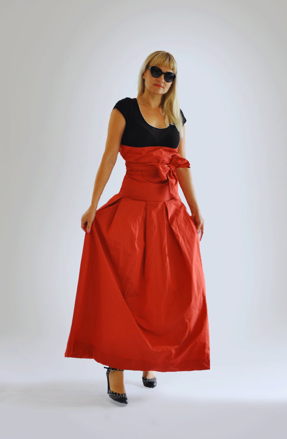 Red Skirt Extravagant Skirt Long Skirt Casual Skirt Women Etsy