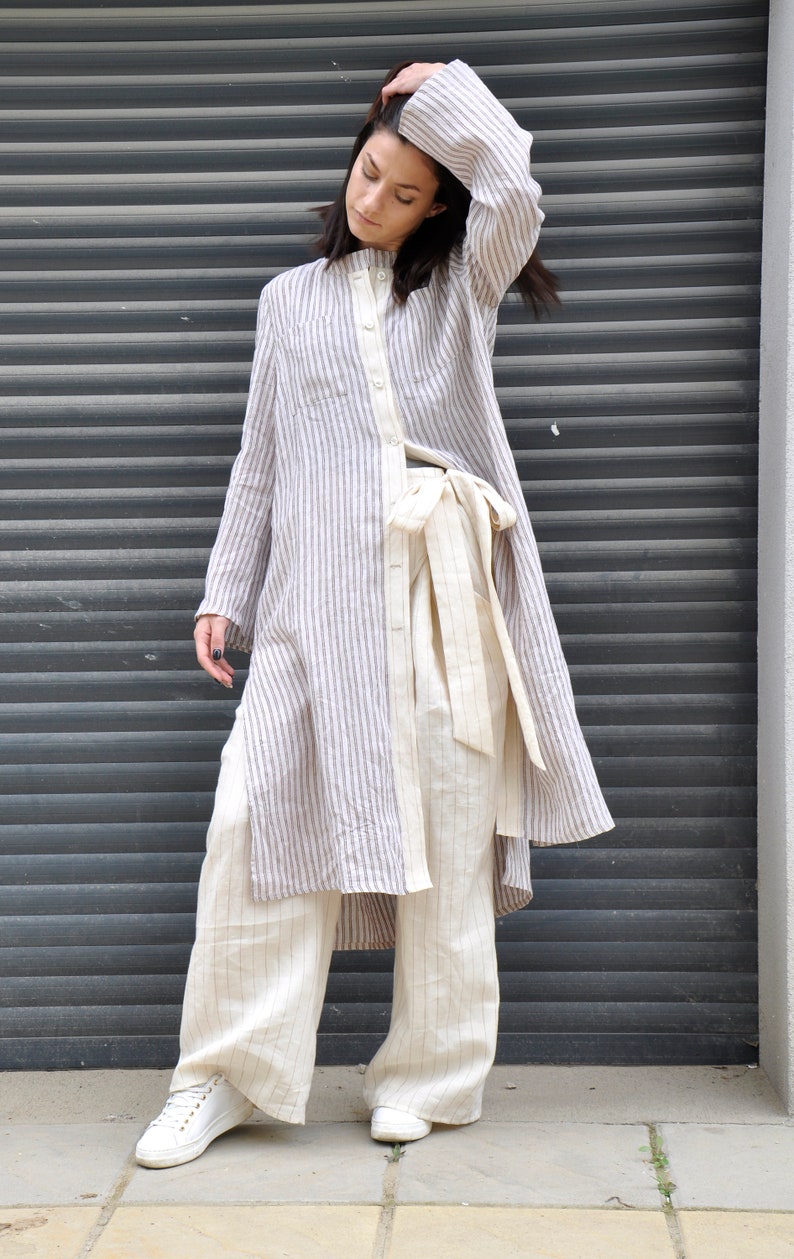 Striped Linen Outfit Linen Suit Women Clothing Set Linen | Etsy