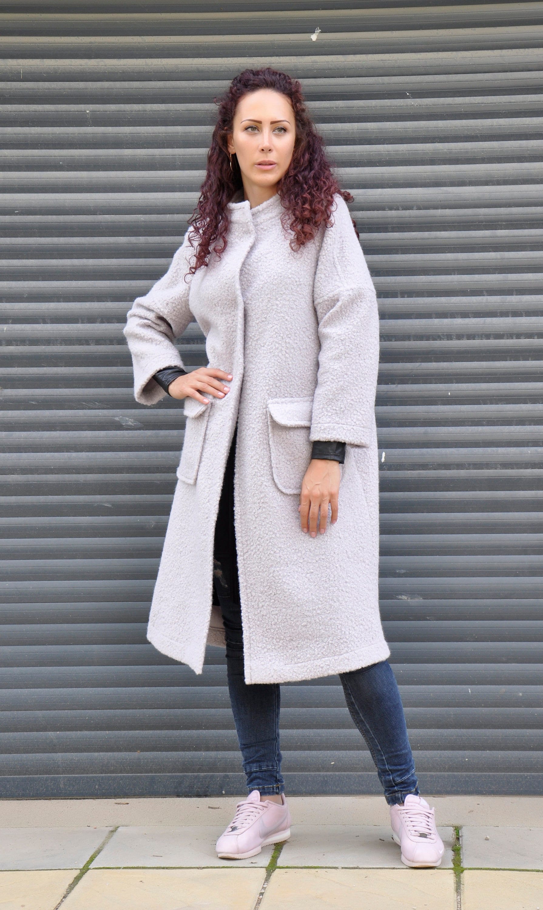 Pink longline teddy coat clearance