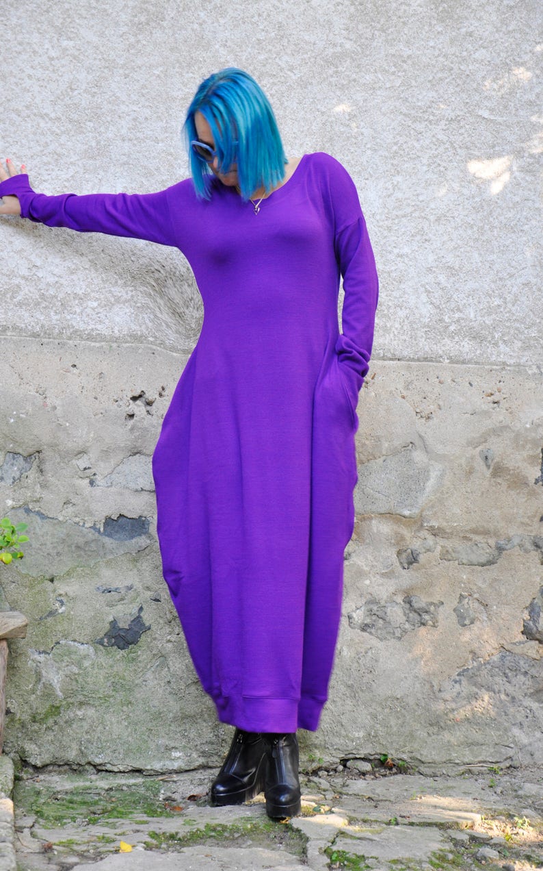 Purple wool tunicMaxi tunic dressWool cashmere long dressPlus size tunicplus size caftanWoman winter dressMaxi dressMaxi tunicD0376