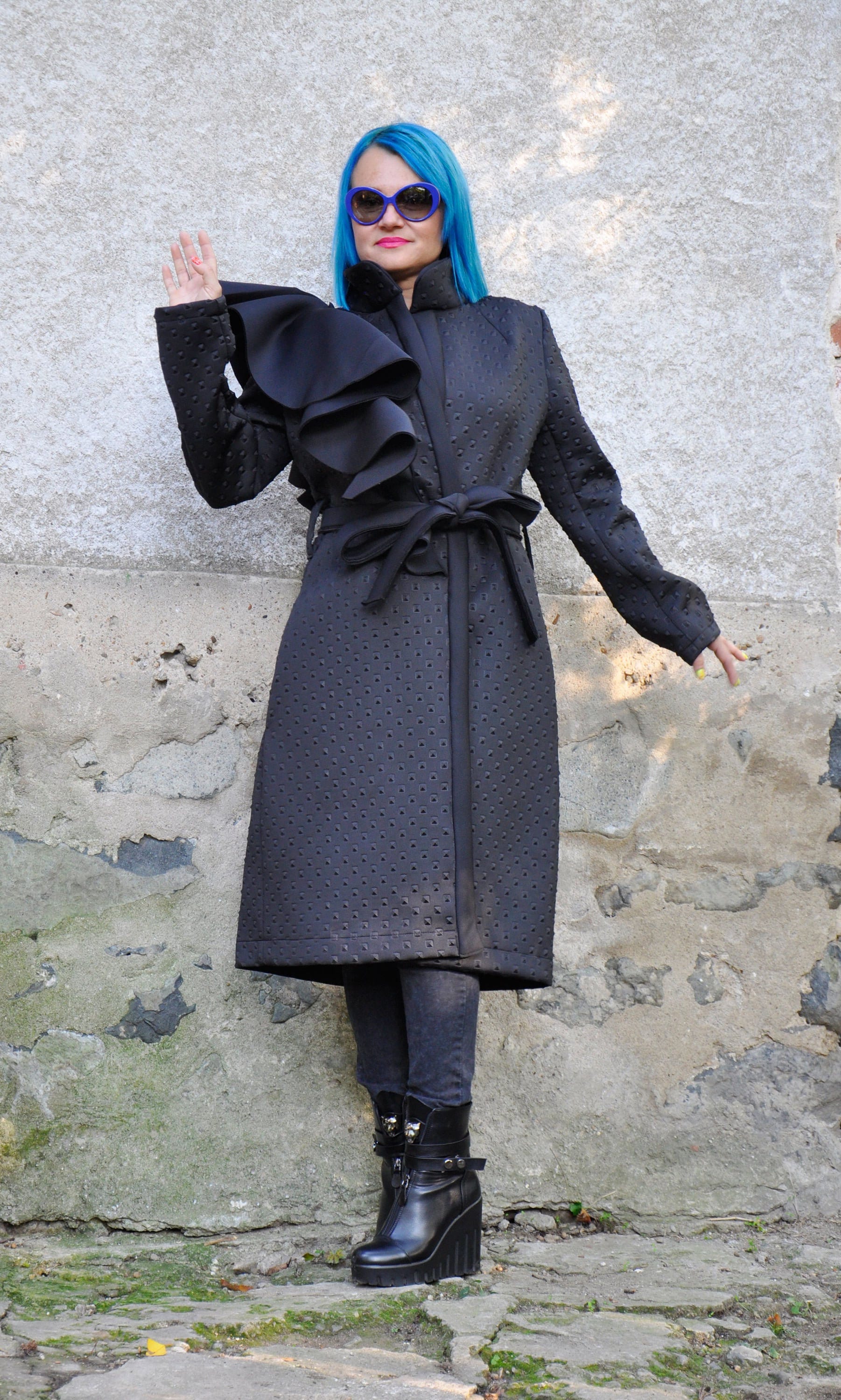 Coat Women Black, Neoprene Coat, Plus Size Clothing, Waterproof