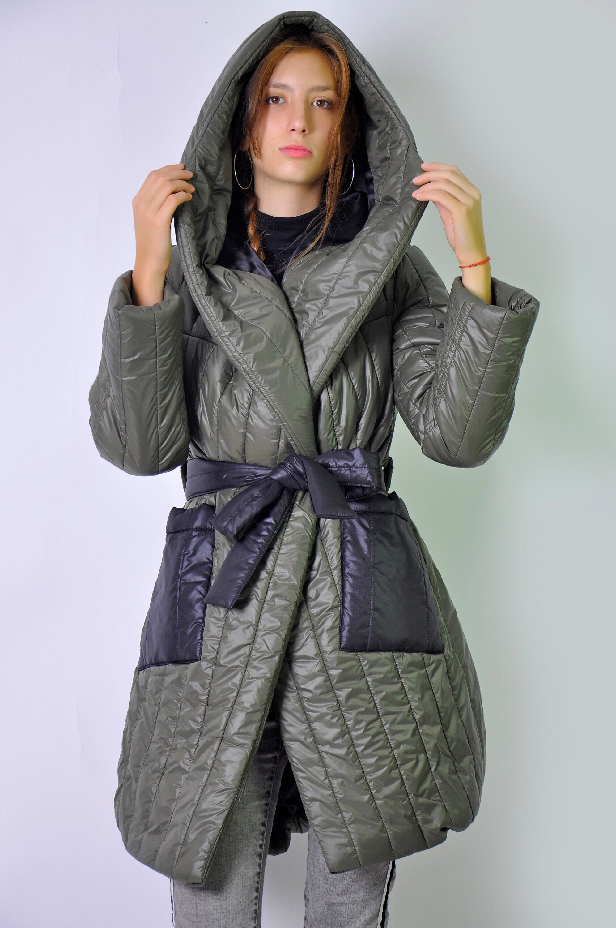 Ankle length padded coat sale