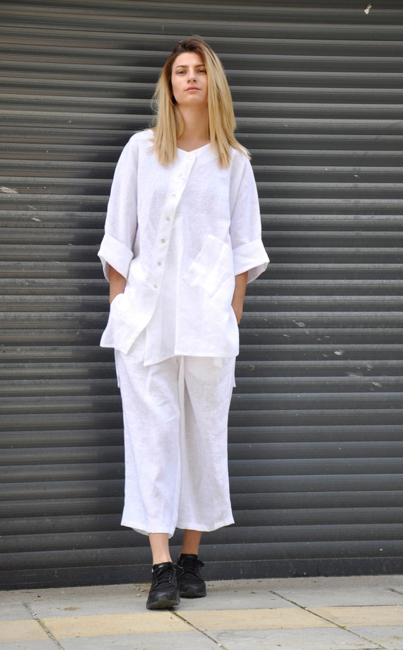 Linen Suit Women, Linen Clothing, Linen Set of Two Piece, Linen Clothes for  Women, White Linen Suit, Linen Outfit for Women, Tunic and Pants -   Canada