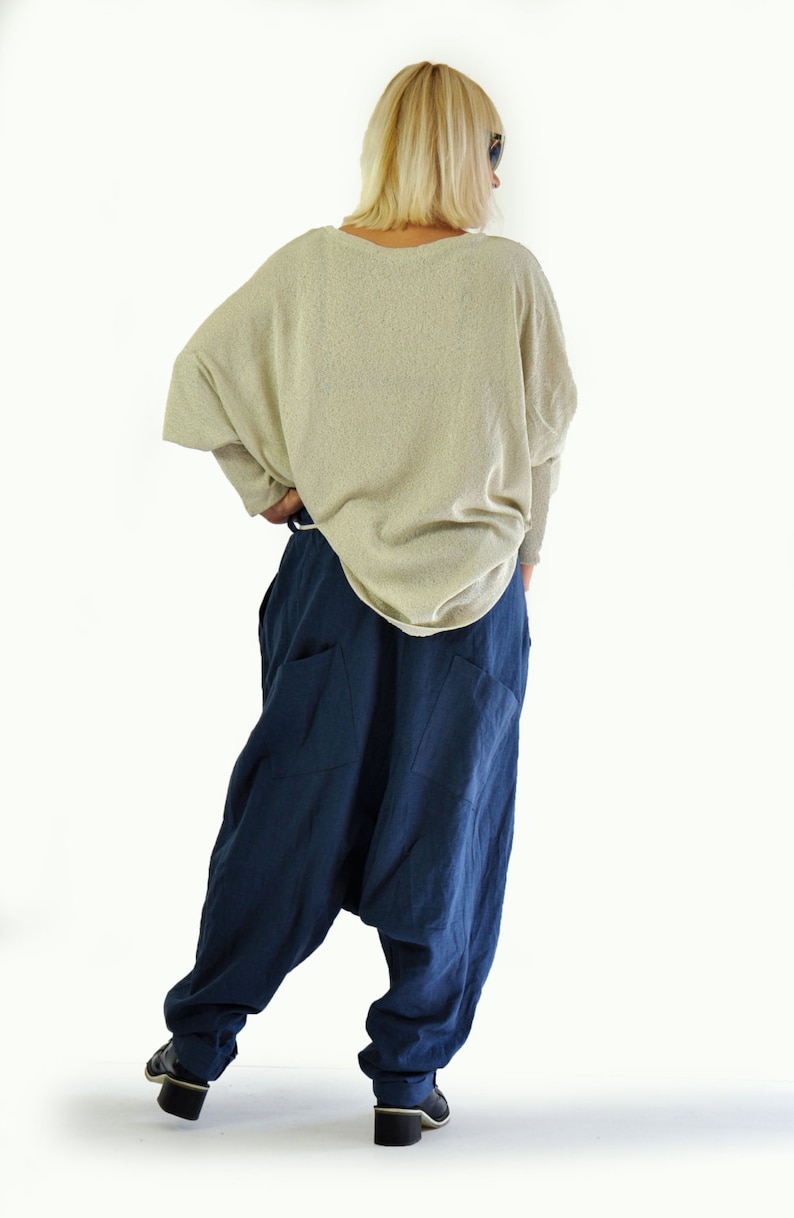 Linen Harem PantsLoose PantsLinen maxi PantsCasual Maxi TrousersHandmade PantsYoga pantsSummer pants Comfortable Linen PantsP0237