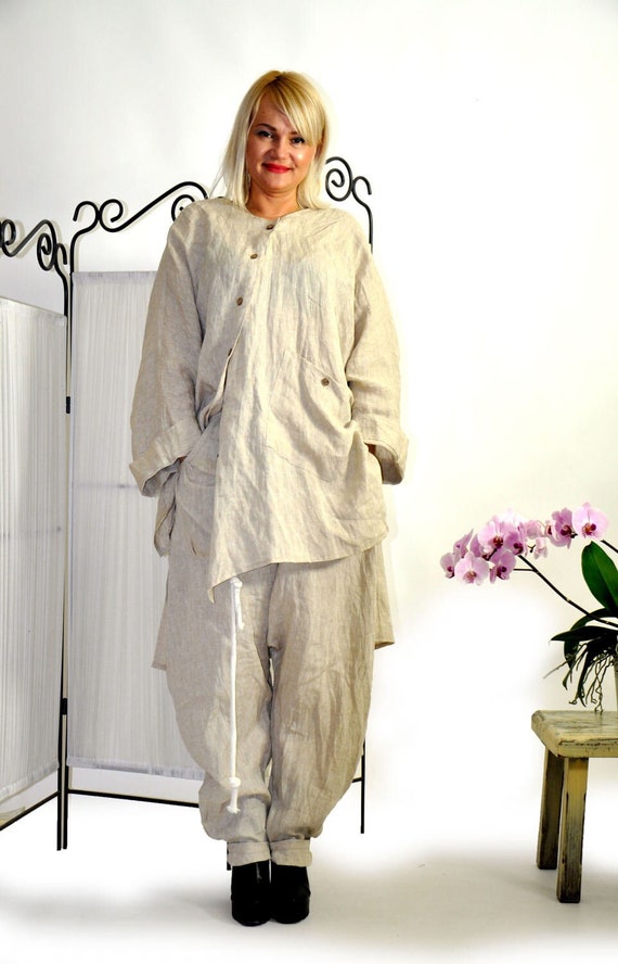Linen Long Shirt, Plus Size Shirt Women, Oversized Tunic Shirt, Linen Clothes, Asymmetric Shirt, Loose Linen Shirt, Long Tunic, Buttons Top
