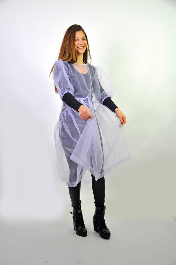 Slip dress with sheer overlay sales