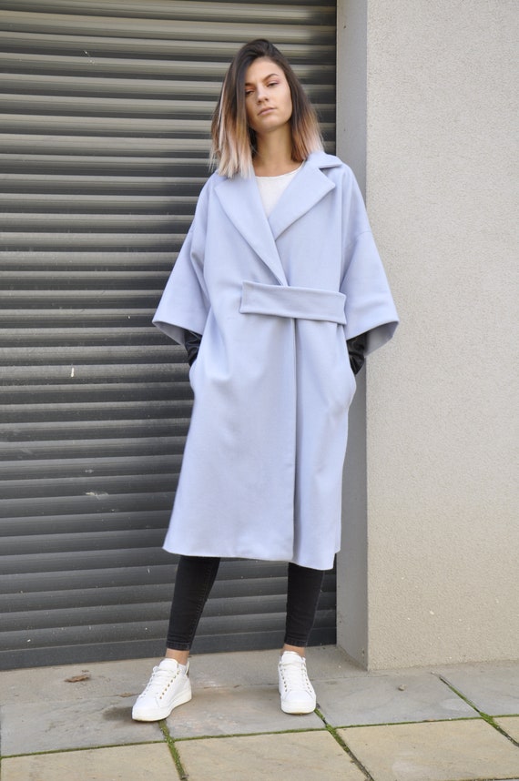 Light blue top cashmere coat