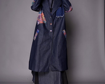 Gabardina vaquera larga para mujer, chaqueta oversize, abrigos largos de primavera para mujer, abrigos extravagantes, ropa vaquera de talla grande