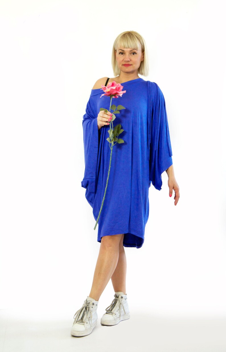 Caftan Mujeres, Vestido Azul Real, Vestido Kaftan de Verano, Boho Kaftan, Ropa de Talla Plus, Vestido para Mujer, Vestido Batwing, Oversize D1417 imagen 4