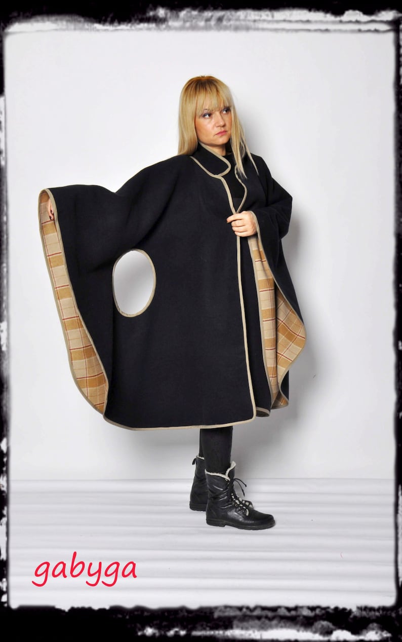 Woman Wool CapeBlack Cloak CoatBlack CapeMaxi Coat100/% Wool CapeHandmade Cloak CapeWinter Wool CoatWool cloakBlack cape C1246