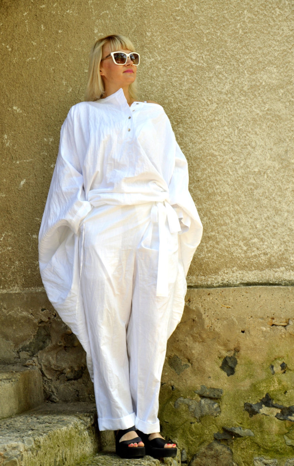 Linen Tunic and Pants Set White Linen Outfit for Women Linen - Etsy