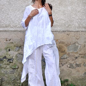 Women Linen Set, Tunic And Pants Outfit, Spring Linen Clothing For Women, White Linen Pants, White Linen Tunic, Linen Outfit, Gabygaclothes