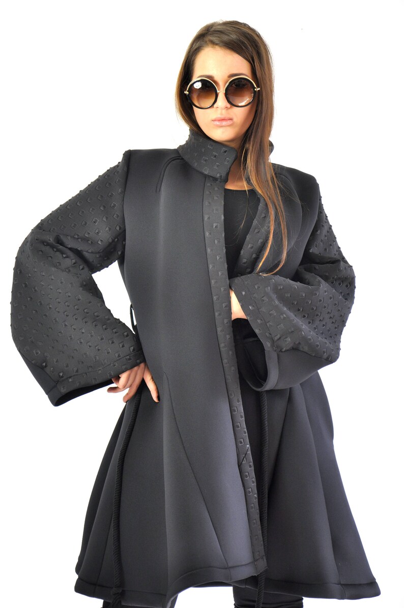 Winter Coat Neoprene Coat Black Coat Women Coat Warm Coat | Etsy