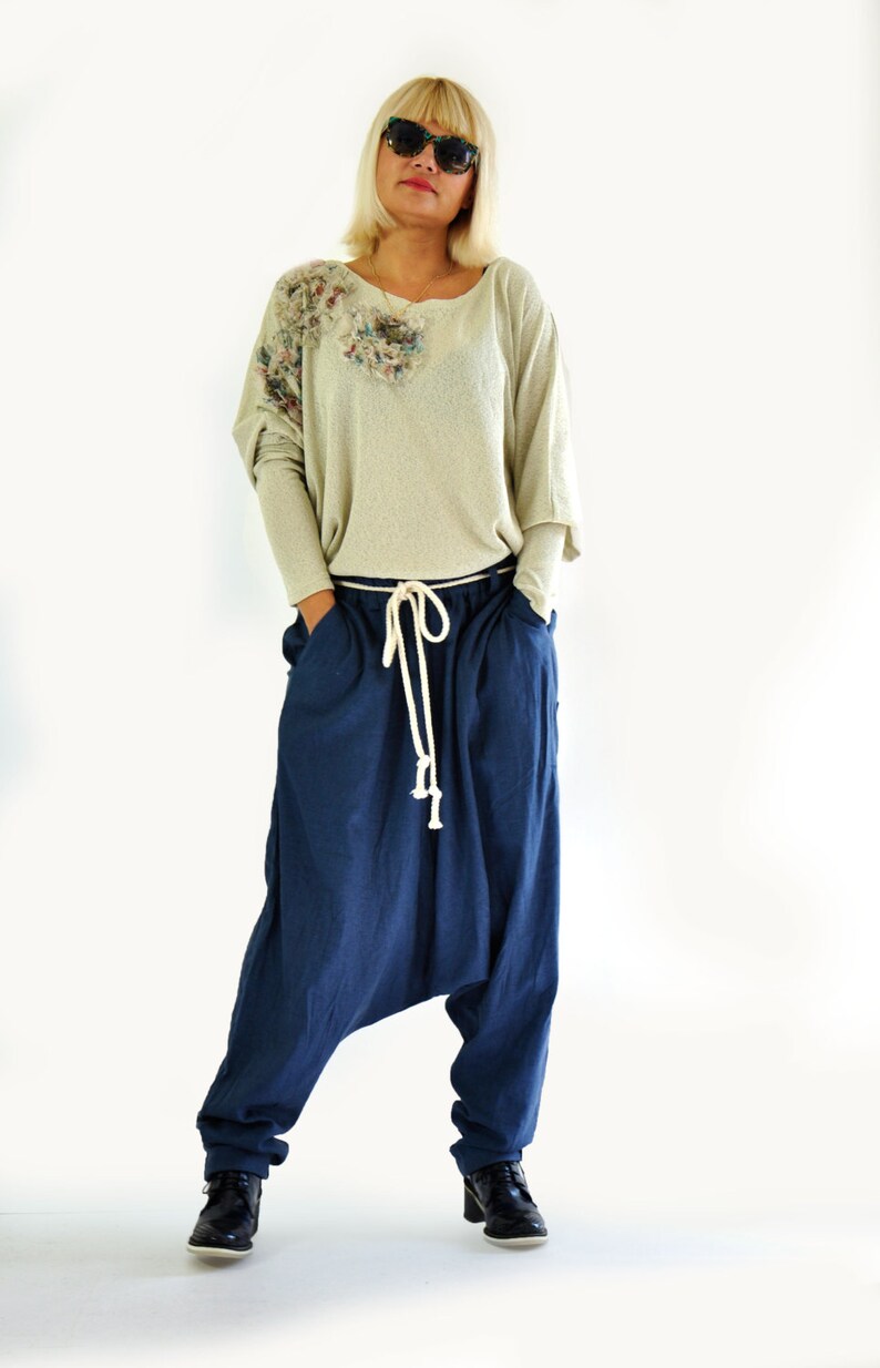 Linen Harem PantsLoose PantsLinen maxi PantsCasual Maxi TrousersHandmade PantsYoga pantsSummer pants Comfortable Linen PantsP0237
