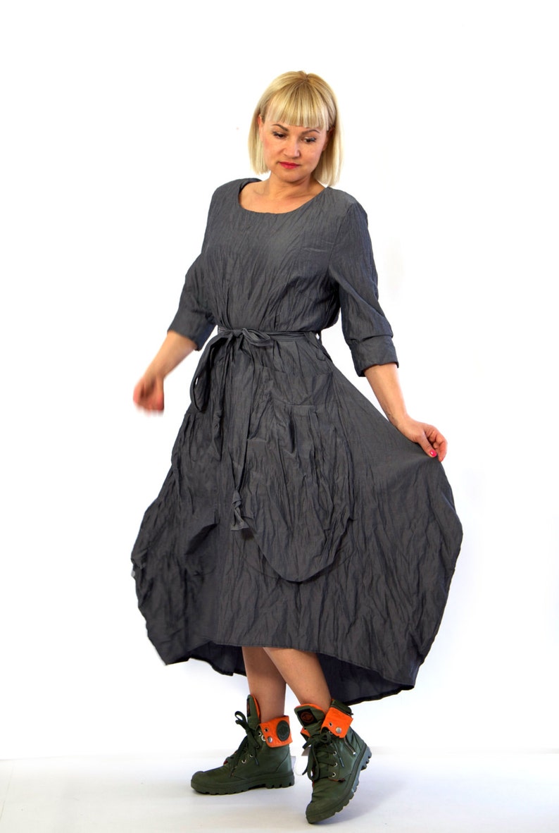 Gray maxi cotton dress/Casual loose cotton dress/Long oversize | Etsy