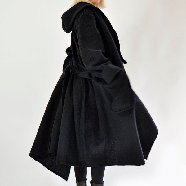 Plus Size Coat, Long Coat, Wool Coat Women, Maxi Coat, Plus Size Clothing, Winter Coat, Outerwear Clothes, Black Wool Coat, Swing Coat