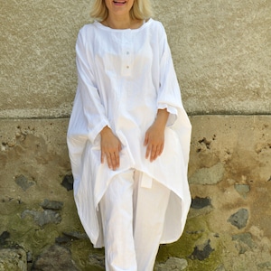 white-linen-tunic-and-pants-set-summer-outfit-plus-size-etsy