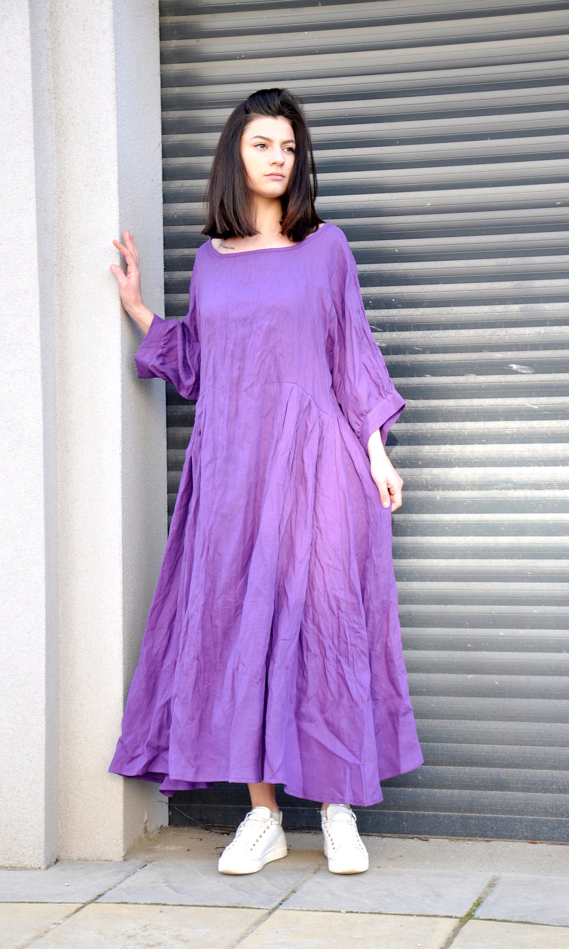 Dress For Women Purple Linen Dress Linen Maxi Dress Linen | Etsy