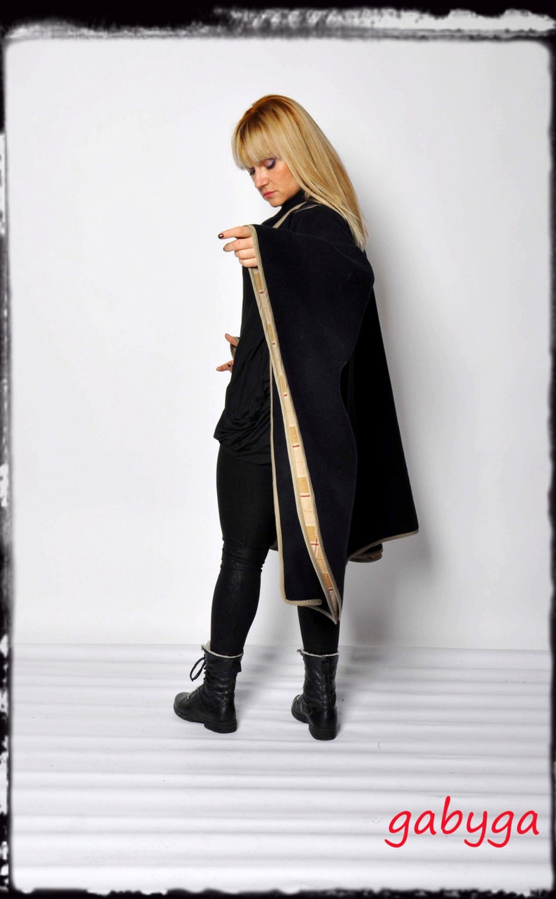 Woman Wool CapeBlack Cloak CoatBlack CapeMaxi Coat100/% Wool CapeHandmade Cloak CapeWinter Wool CoatWool cloakBlack cape C1246