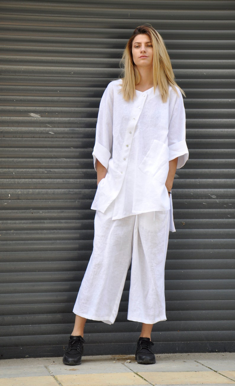 White Linen Outfit Linen Set Of 2 Women Linen Suit White Etsy white-linen-outfit-linen-set-of-2-women-linen-suit-white-etsy