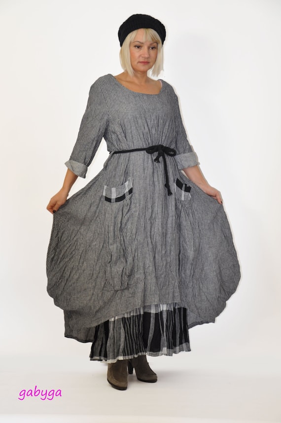 Gray Maxi Casual Cotton dress/Handmade dress/Spring maxi loose | Etsy