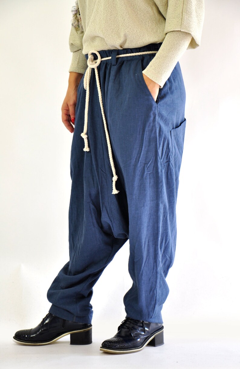 Linen Harem PantsLoose PantsLinen maxi PantsCasual Maxi TrousersHandmade PantsYoga pantsSummer pants Comfortable Linen PantsP0237