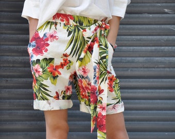 A-Express Mujer Chicas Floral Flor Playa Verano Pantalones Corto Casual Shorts Pantalones Calientes 
