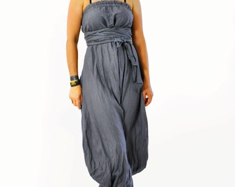 Jumpsuit Women, Linen Jumpsuit, Palazzo Jumpsuit, Wide Leg Jumpsuit, Linen Clothing, Harem Jumpsuit, Gray Jumpsuit, Women Overall, Plus Size