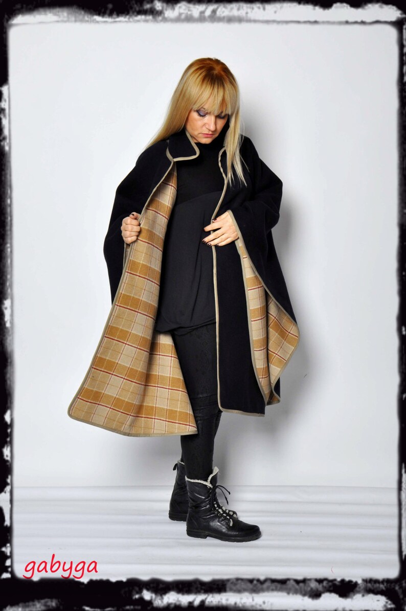 Woman Wool CapeBlack Cloak CoatBlack CapeMaxi Coat100/% Wool CapeHandmade Cloak CapeWinter Wool CoatWool cloakBlack cape C1246