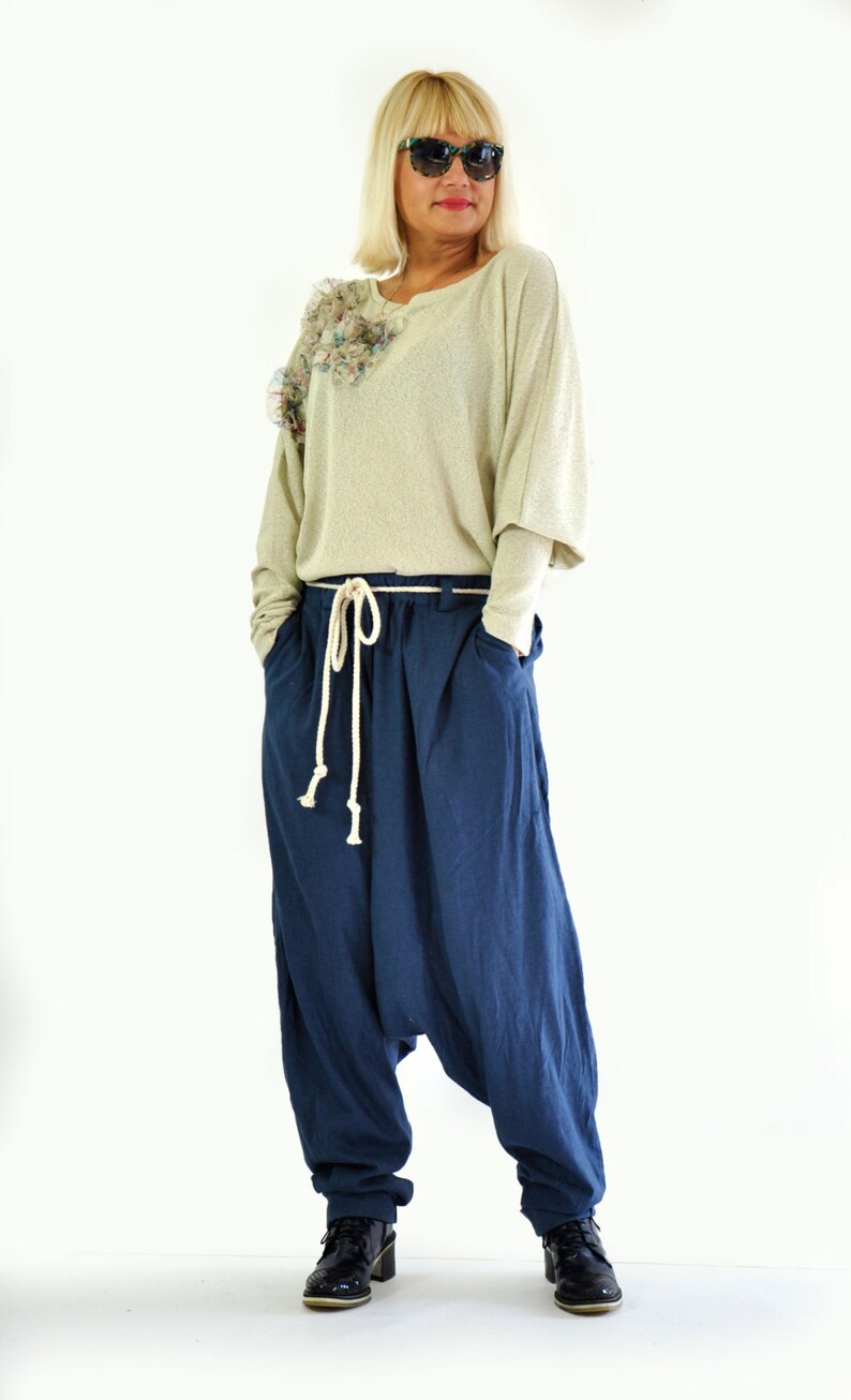Linen Harem PantsLoose PantsLinen maxi PantsCasual Maxi TrousersHandmade PantsYoga pantsSummer pants Comfortable Linen PantsP0237