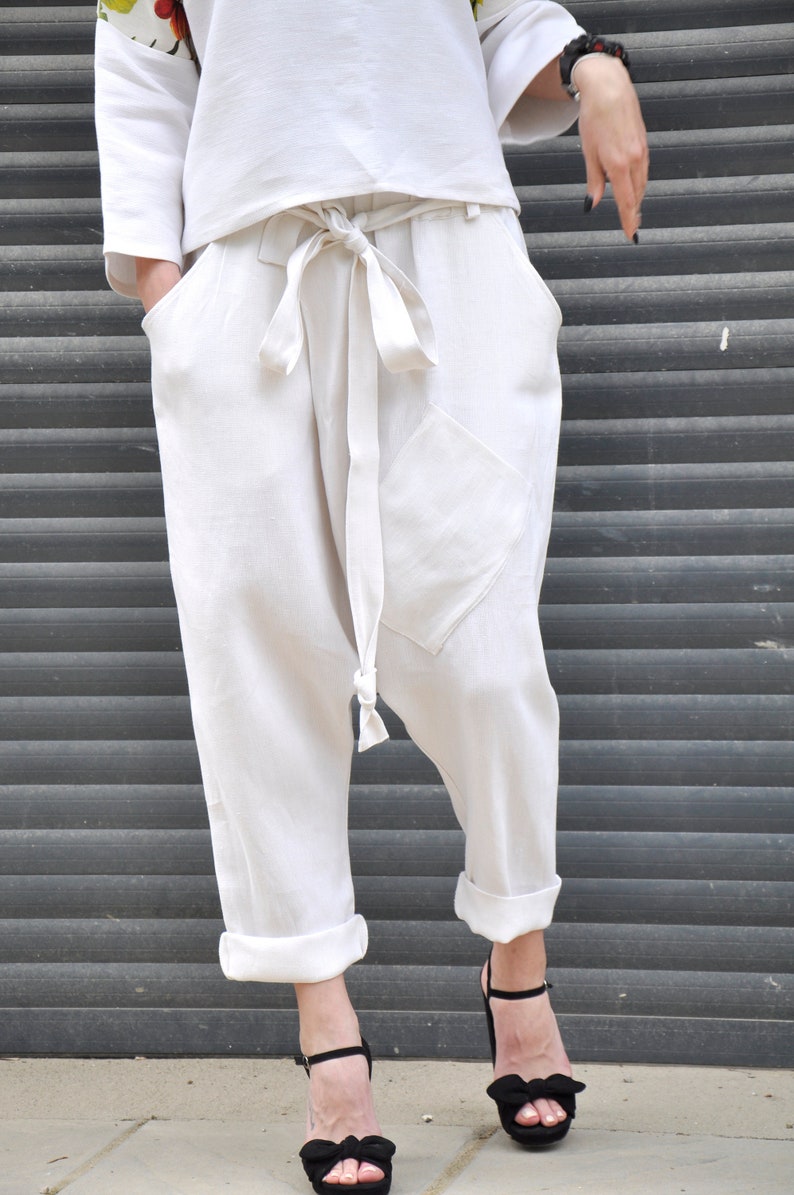 gap white linen pants