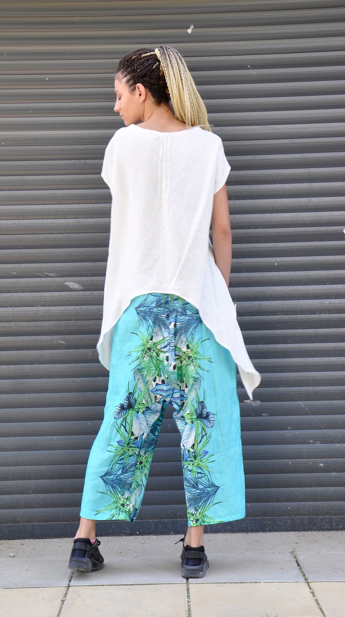 plus size white linen pants