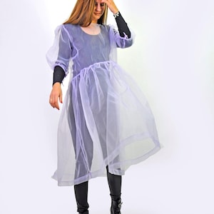 Lilac Organza Dress, Sheer Dress, Mesh Dress, Overlay Dress, Purple Organza Slip Dress, Bridesmaid Dress, Summer Party Dress, Beach Dress