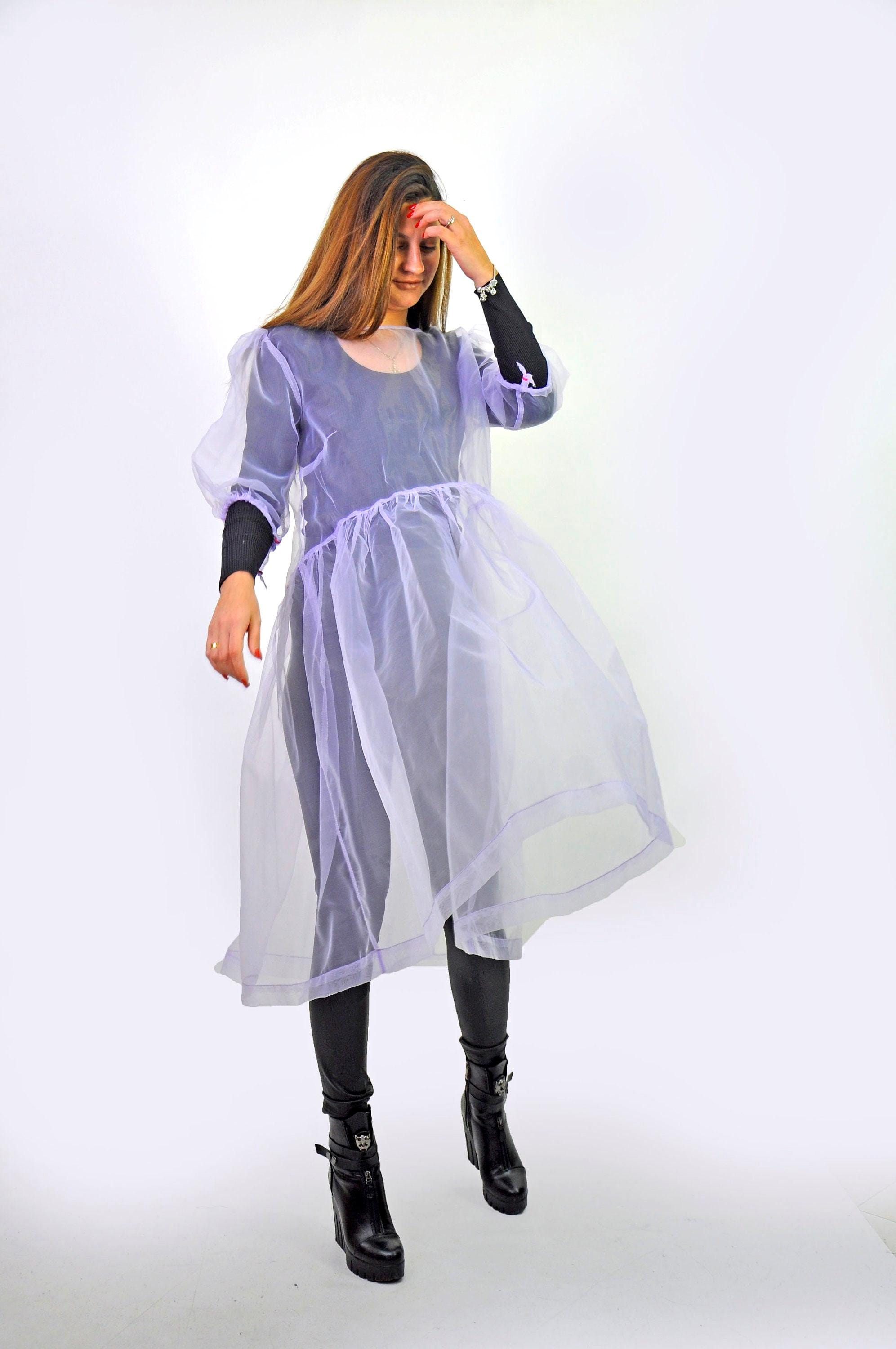 Lilac Organza Dress, Sheer Dress, Mesh Dress, Overlay Dress, Purple Organza Slip Dress, Bridesmaid Dress, Summer Party Dress, Beach Dress
