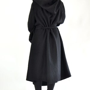 Wool Coat, Maxi Coat, Long Wool Coat, Plus Size Coat, Black Wool Coat, Oversize Clothing, Coat For Women, Black Hooded Coat, Warm Coat Hood image 6