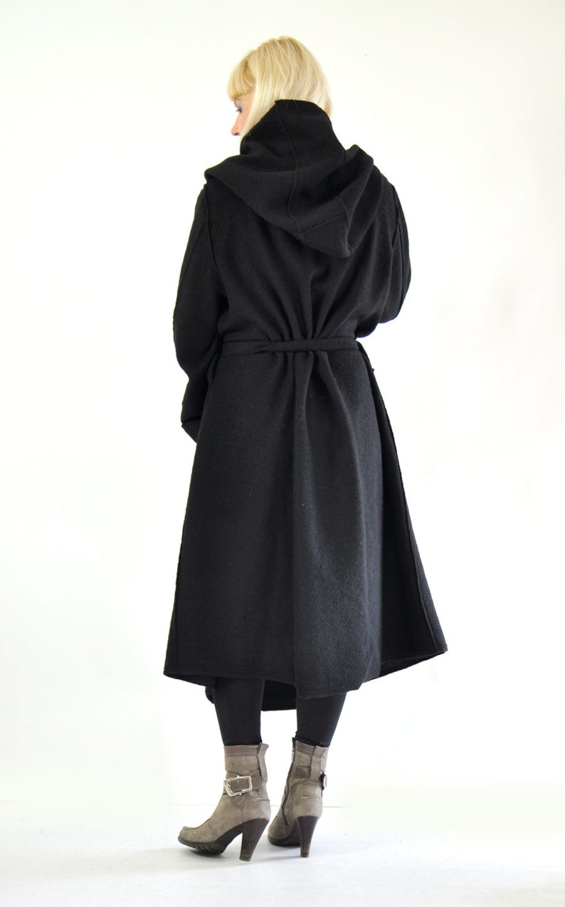 Wool Coat, Maxi Coat, Long Wool Coat, Plus Size Coat, Black Wool Coat, Oversize Clothing, Coat For Women, Black Hooded Coat, Warm Coat Hood image 6