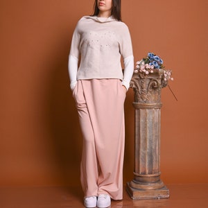 Blush Pink Pants For Women, Wide Leg Pants, Skirt Pants, Plus Size Clothing, Womens Loose Pants, Designer Pants, Oversized Pants,Pink Design image 5