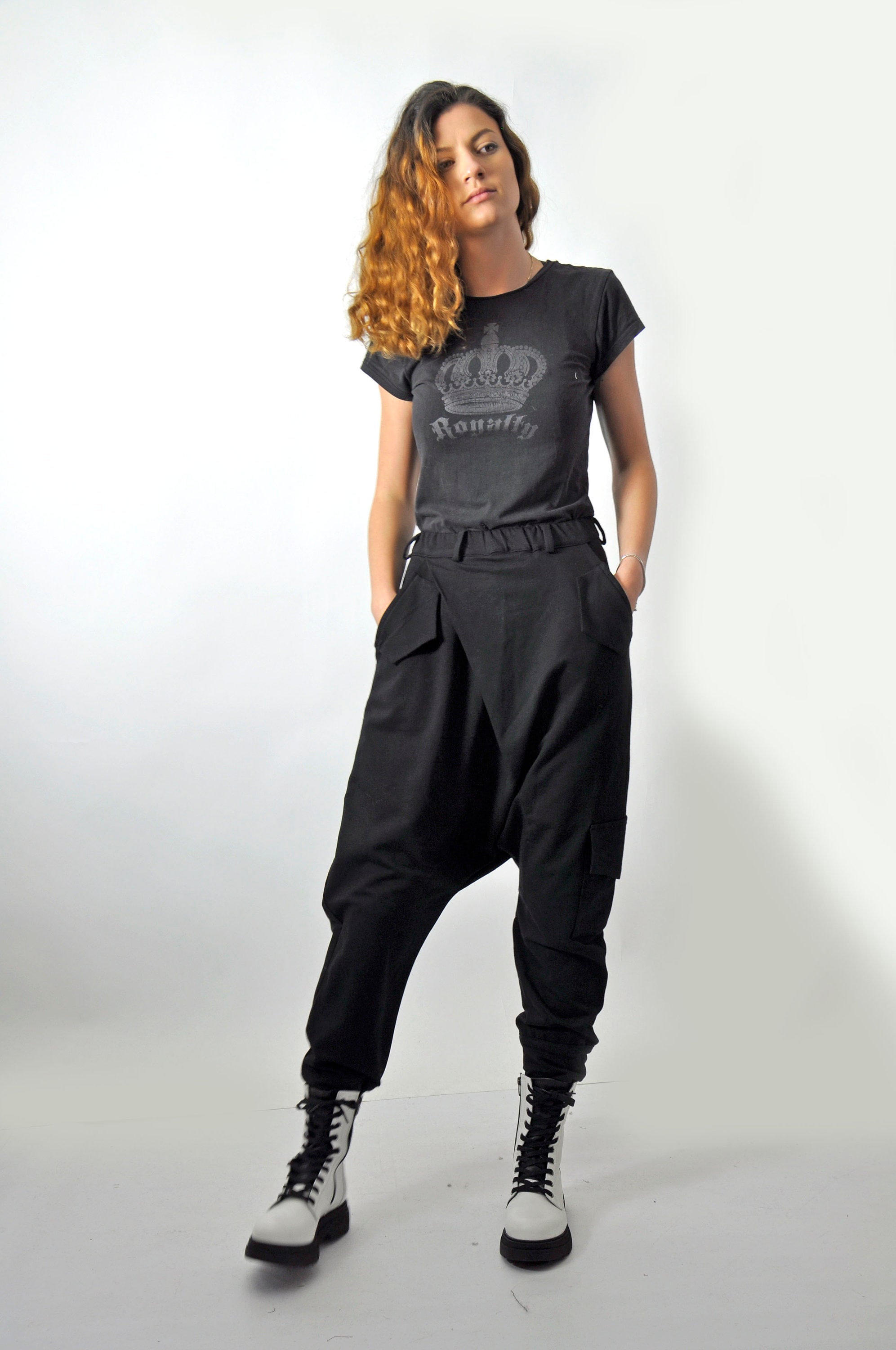Drop Crotch Pants Women, Harem Pants, Black Pants, Baggy Pants